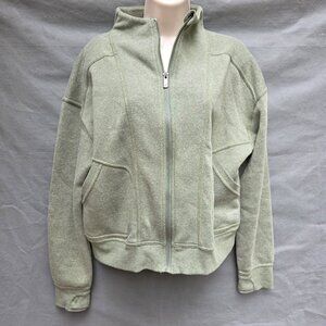 Freely Olive Green Full Zip Jacket Long Sleeves Workout Athleisure